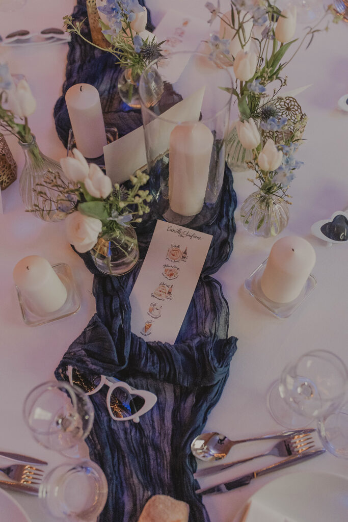 Menu de mariage illustré sur mesure