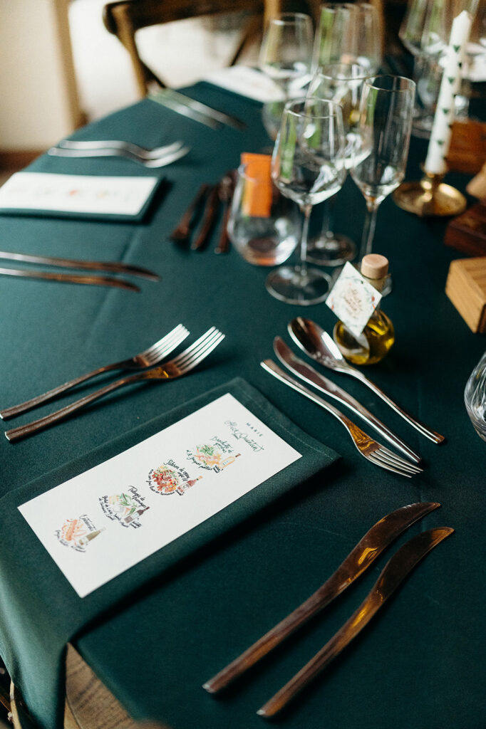 Menu de mariage créé par une illustratrice