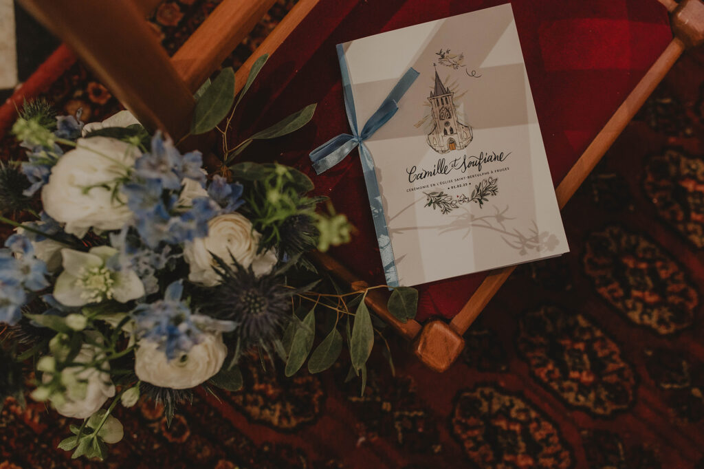 Livret de messe avec l'illustration de l'église