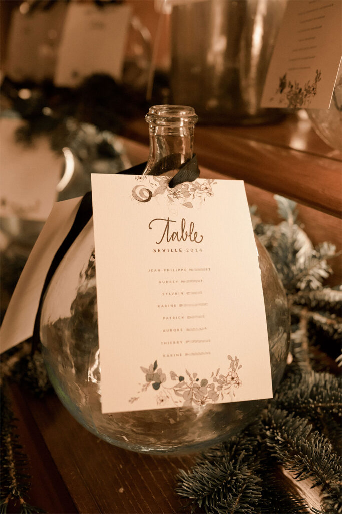 plan de tables avec du sapin